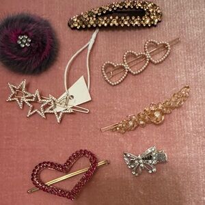 Elegant Hair Accessory Set - Gold, Silver, Pink